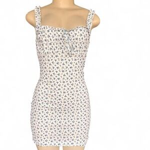 SHEIN White Mini Dress with Blue Floral Print